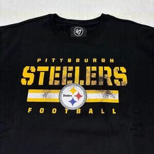 Pittsburgh Steelers Stencil Stripe Crewneck Sweatshirt Black Size XL NEW
